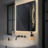 Espejo LED Cuadrado | Control por interruptor de pared | Luz blanca cálida - Reyze Seria Good Vibes Model 6